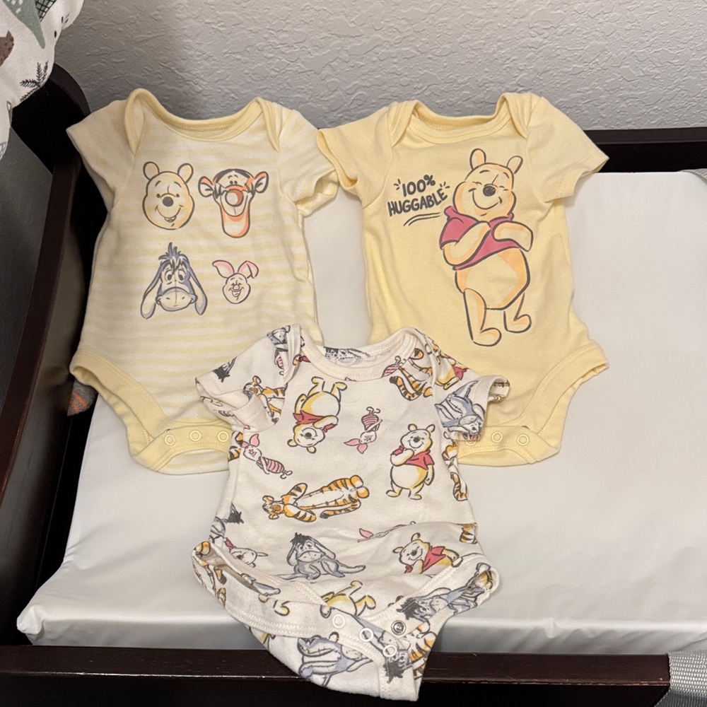 Disney Winnie the Pooh Bodysuit Trio - Yellow and Cream